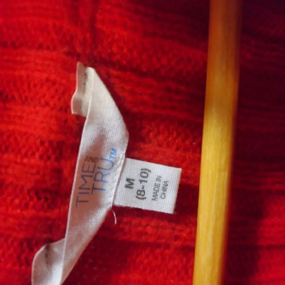 Red High Neck Ribbed Sweater - Picture 3 of 3